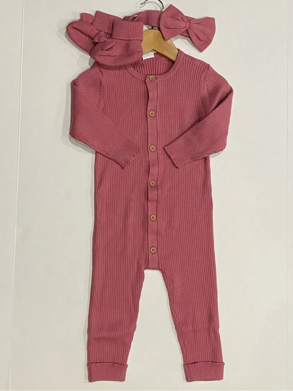 Gymboree Baby Girl ‘Take Me Home’ Mauve Romper Set Size 18-24 Months